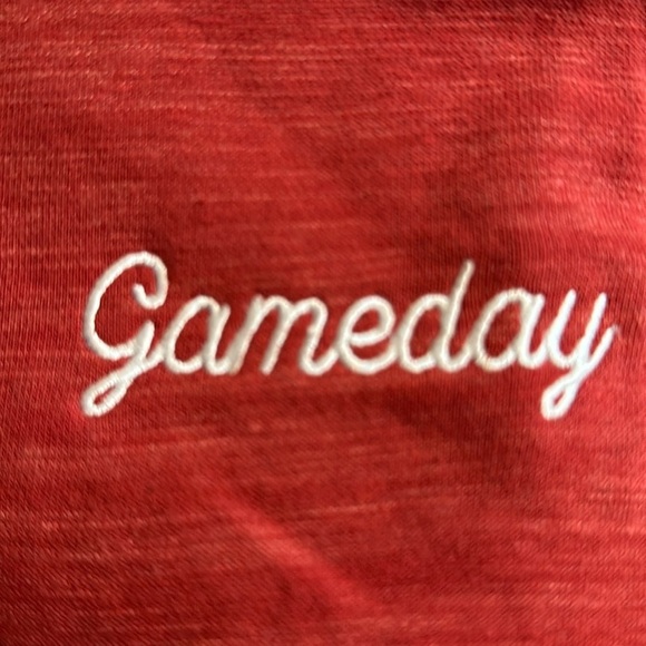 Gameday Retro sweatshirt in red with varsity stripes 100% cotton. Size small - Picture 3 of 5